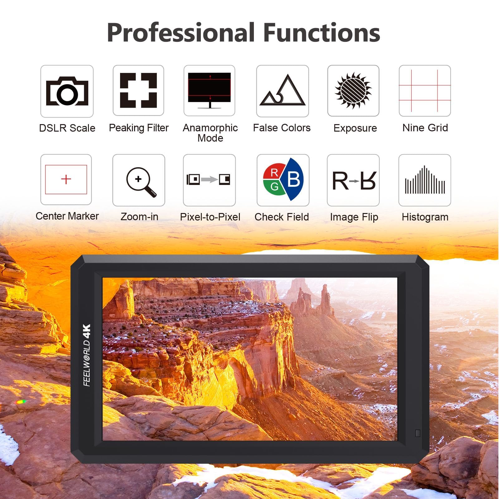 Amazon.com : FEELWORLD F6 Camera Field Monitor Bundle - 6 Inch 4K